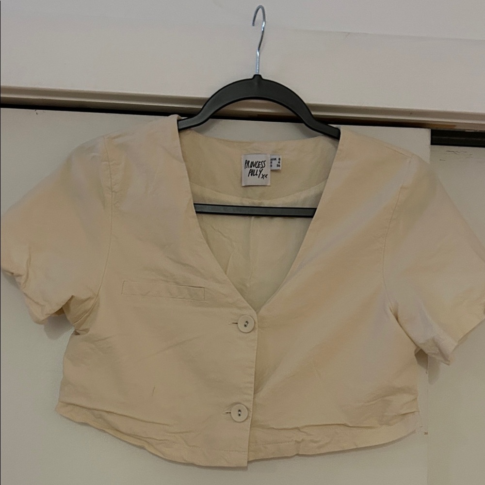 Princess Polly Cream Cropped Blazer